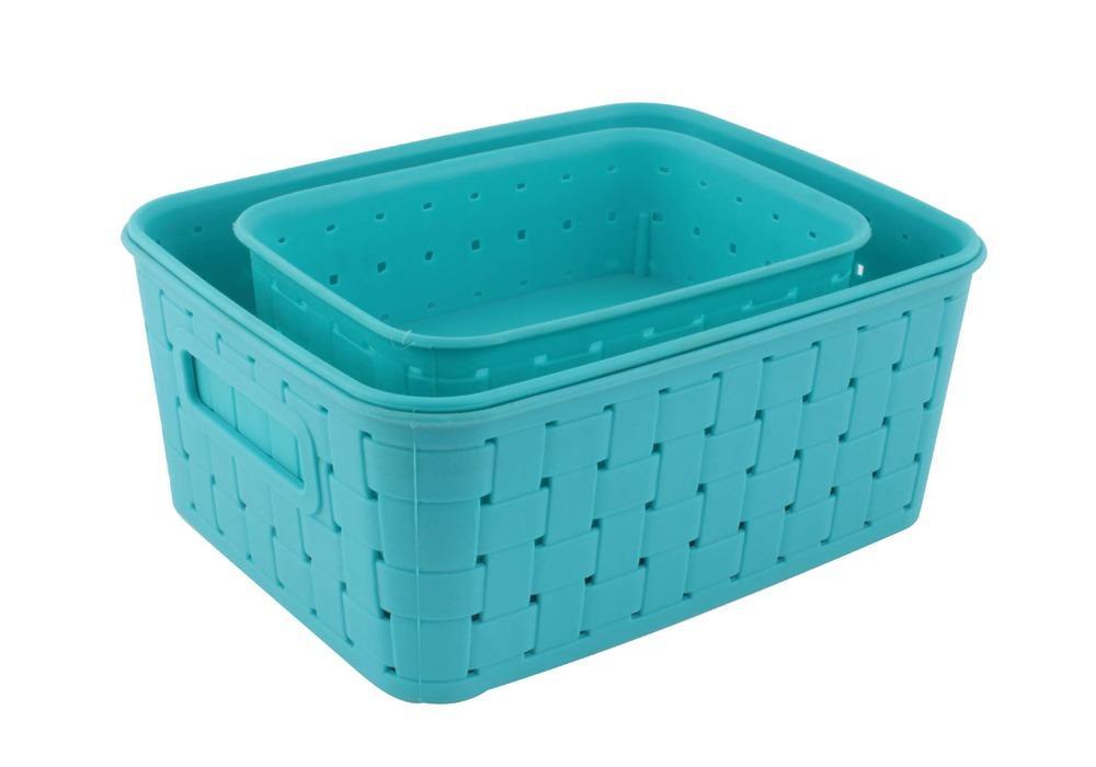 Set of 3 sky blue smart storage baskets. Set of 3 sky blue smart storage baskets.